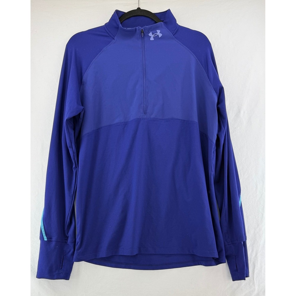 Under Armour Mens Run 1/4 Zip Pullover‎ Blue Fitted Long Sleeve 1365662 Size L